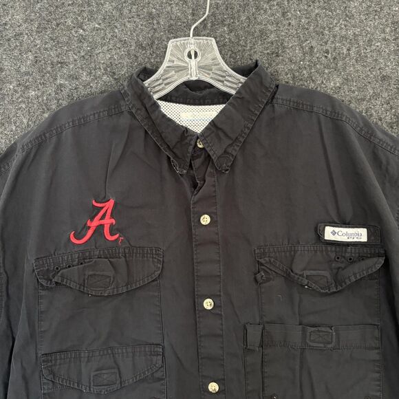 Alabama Crimson Tide Shirt Men's Large Black Columbia PFG Vented Fishing Bama - Picture 2 of 10